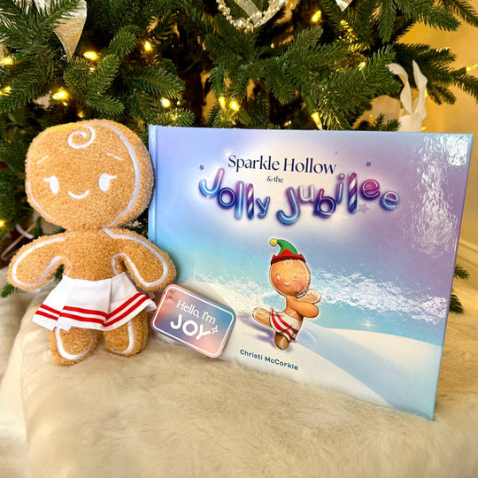 Luxury holiday plush companion Joy with storybook